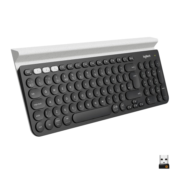 Logitech K780 Multi-Device Wireless Keyboard for Windows Apple Android or Chrome Wireless 2.4GHz Bluetooth Smartphone and Tablet Cradle Quiet compatible with PC Mac Laptop